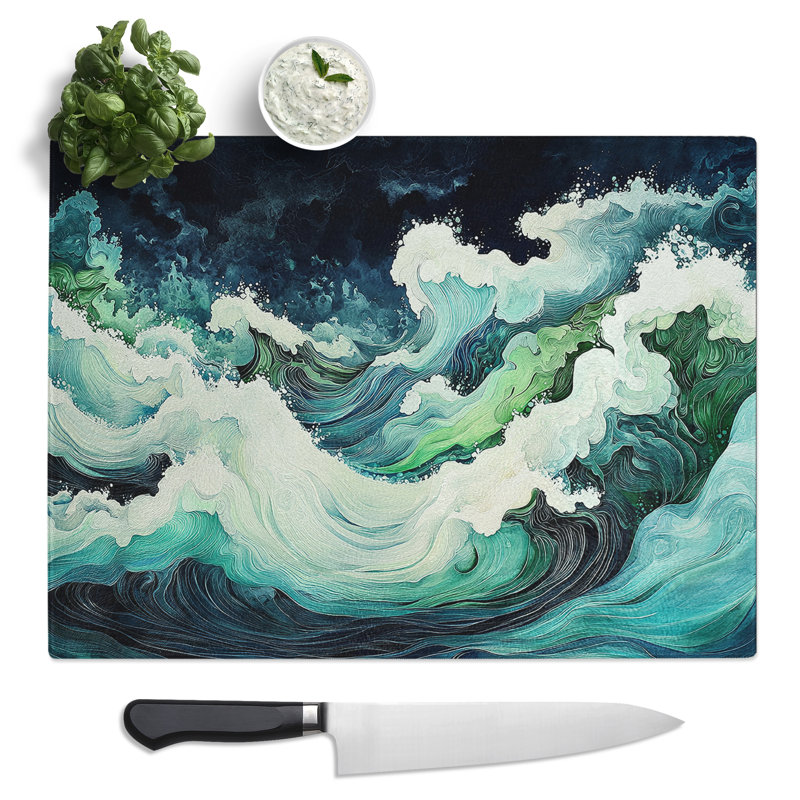 Ocean Artwork  Glass Chopping Board