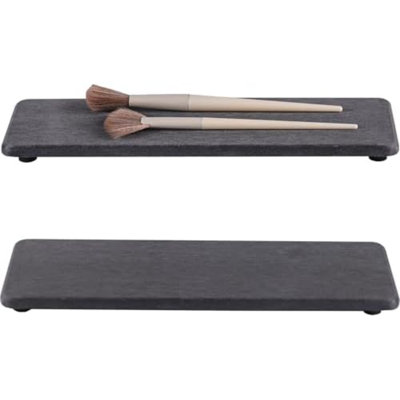 2 plateaux en pierre absorbant l'eau, plat de savon pour évier de cuisine / salle de bain, plateau en diatomite utilisé pour le savon à main et les bouteilles de cosmétiques dans la maison moderne, l 3,15 po x L 10,2 po, gris foncé