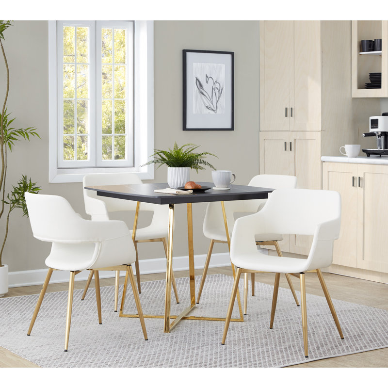 Fayette Square Dinette Table, Black, Gold