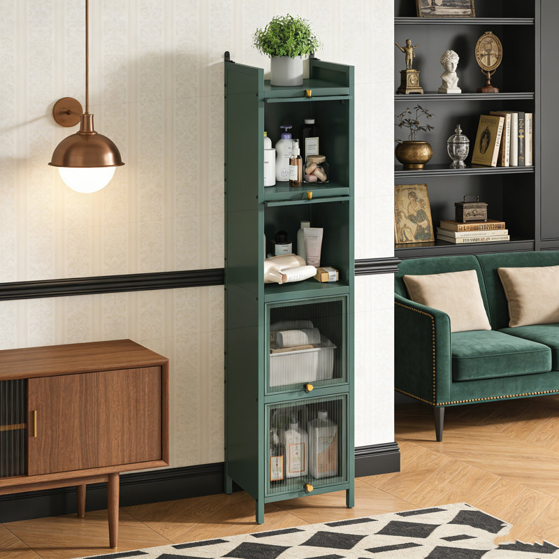 Armoire de porte moderne en verre à quatre niveaux avec rangement à cinq niveaux pour le hall d'entrée, la salle de bain et la salle à manger