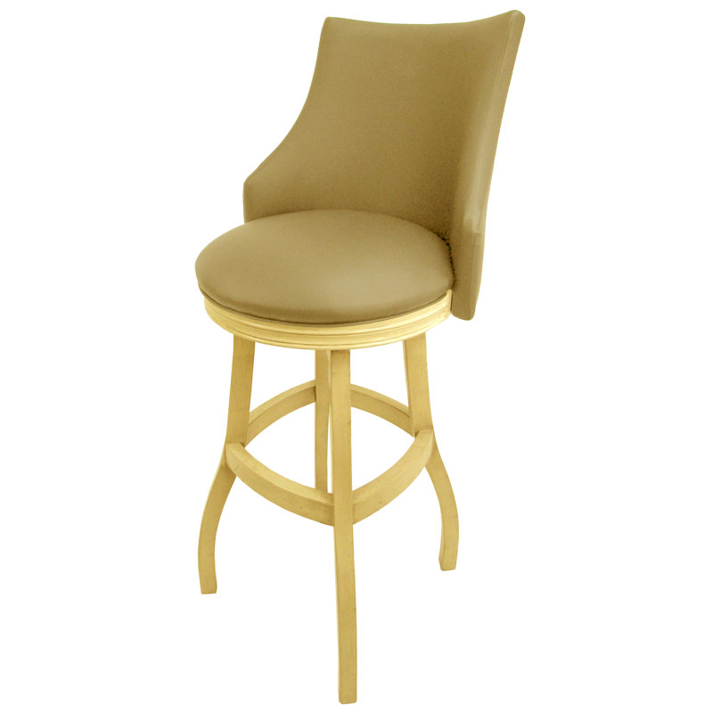 Tabouret pivotant en bois Ridfortore, Beige, Brun clair, Tabouret de bar (hauteur du siège 34 po)