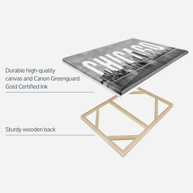 Monochromatic Chicago Canvas Print, 8" H x 12" W x 1" D