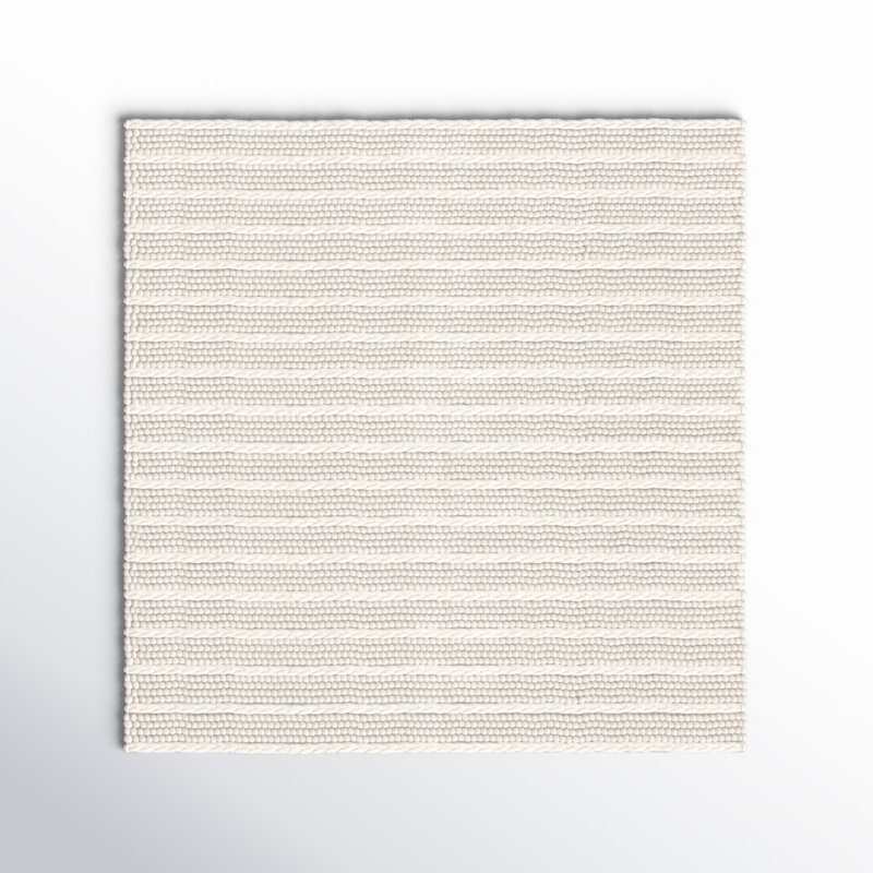 Tapis ivoire en laine / coton tissé à plat à la main Sestina, Carré 10 pi