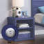 Table de chevet à finition bleue USB pour chambre à coucher et salon