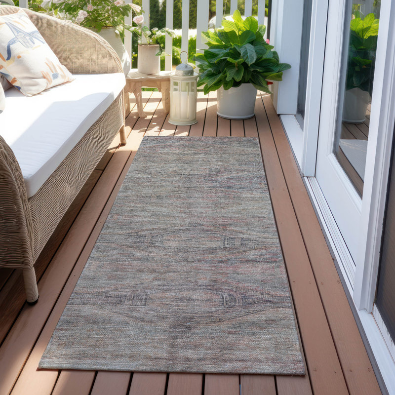 Machine Washable Indoor/Outdoor Claudian ACN1631 Pewter 3' x 5' Rug, Runner 2'3" x 7'6"