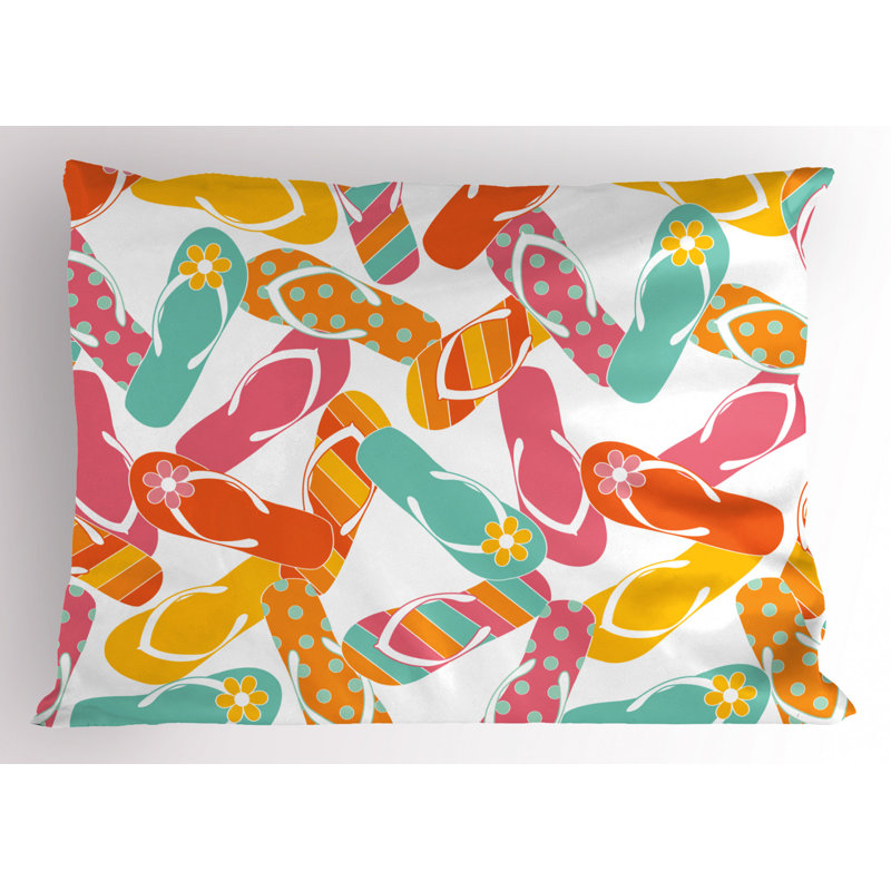 Blue/Pink/Yellow Poyester Microfiber Piece Sham, Twin