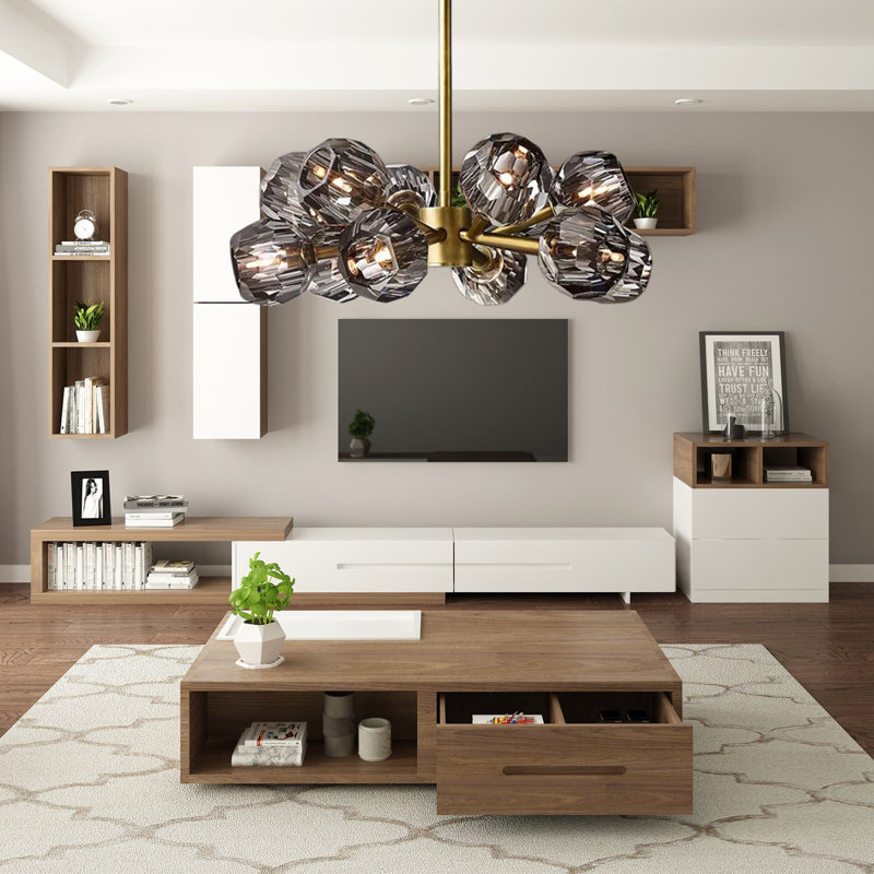 Lustre en cristal de bronze doré de 24 pouces avec source de lumière incluse