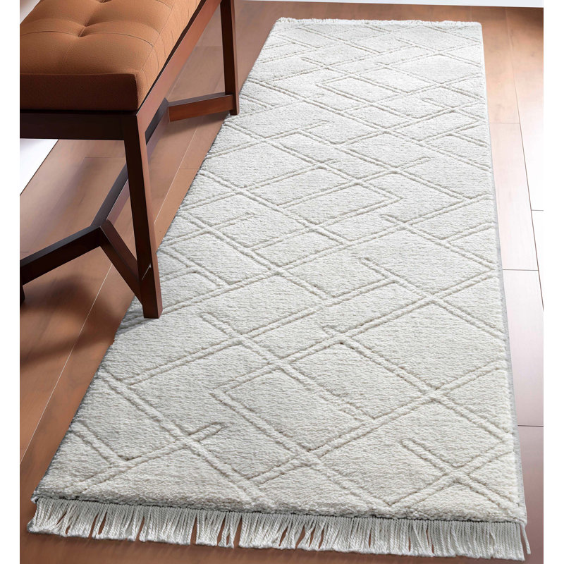  Tapis ivoire texturé Marina, Tapis de couloir 2 pi 3 po x 7 pi 3 po