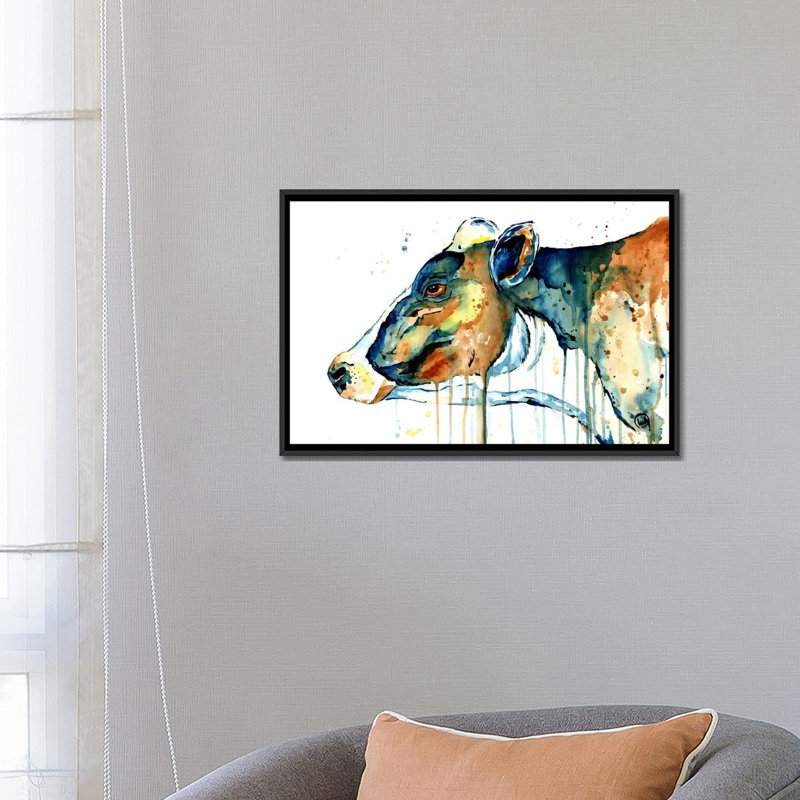 «Feeling Blue» par Lisa Whitehouse, impression sur toile, H 18 po x l 26 po x P 1,5 po, Toile avec cadre noir, Pas de tapis
