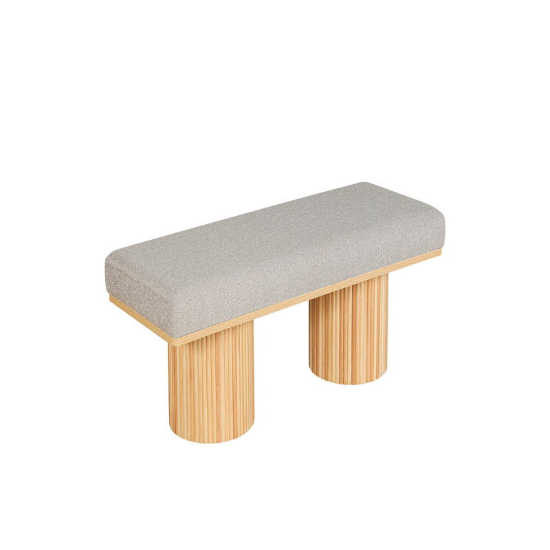 Banc rembourré Boucle avec pieds épais, Naturel