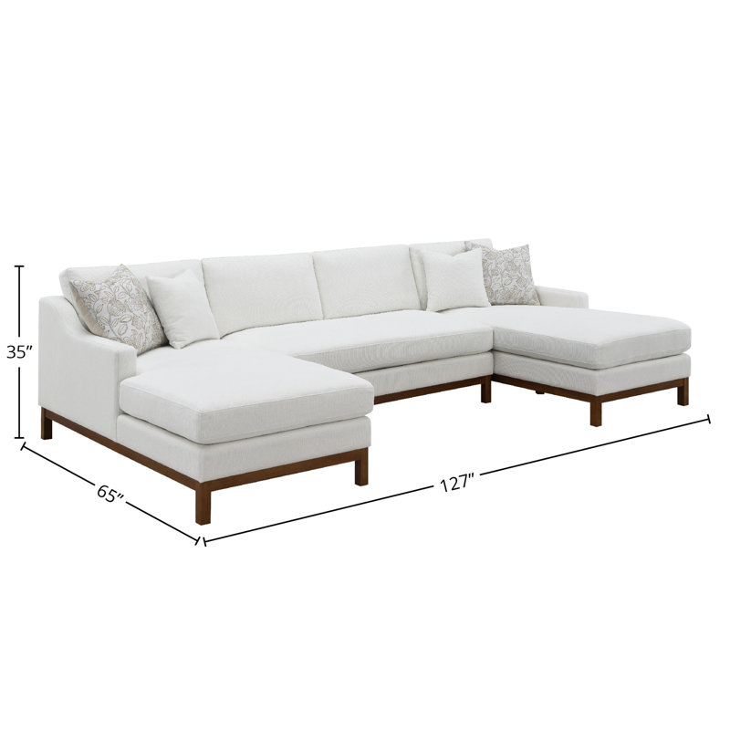 Canapé modulaire en chenille ivoire Valiant avec 4 coussins Valiant