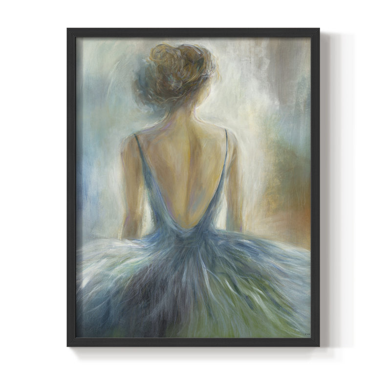 «Lady in Blue», reproduction encadrée - bois massif, H 11 po x l 9 po, Noir, noir, noir, noir