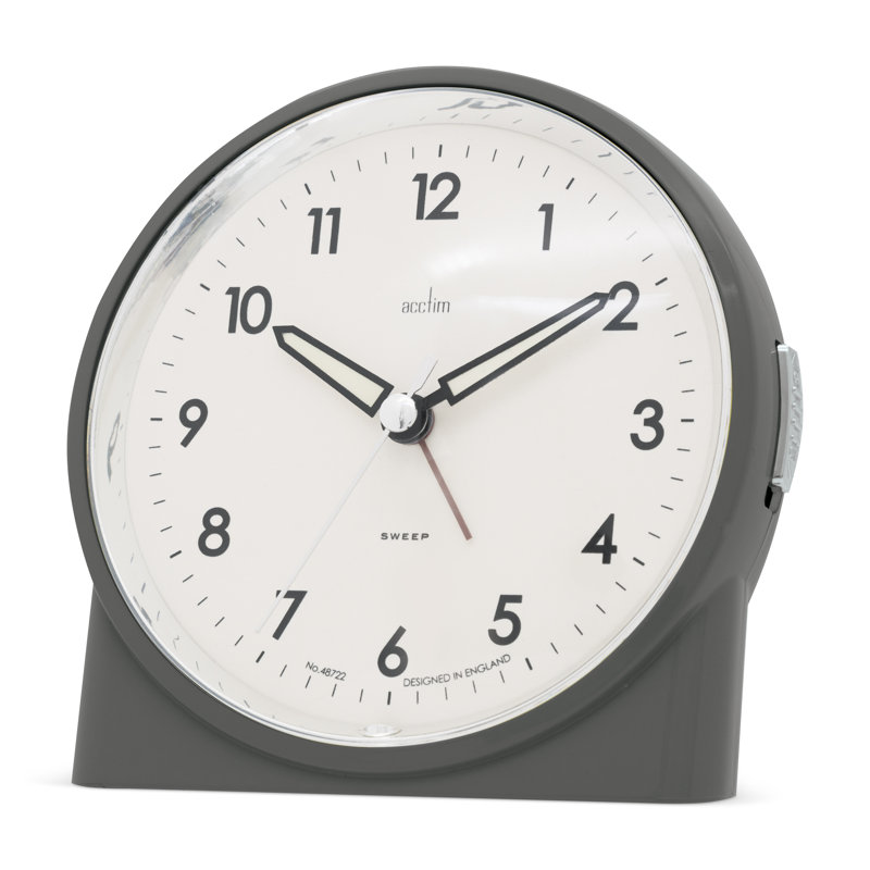 Acctim Arlo Non-Ticking Sweep Luminous Tipped Hands Analogue Backlight Alarm Clock, London Sky