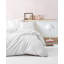 Ensemble de housse de courtepointe luxueuse en satin simple XXL, 100% coton, blanc | Housse de couette 61 x 87 et taie d'oreiller 31,5 x 31,5 | Lavable à la machine, contexture de 211 fils, impression réactive, enveloppe et fermeture à boutons | Literie douce et élégante