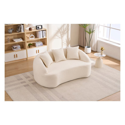 Causeuse courbée sans os avec 3 coussins, tissu chenille et mousse compressée