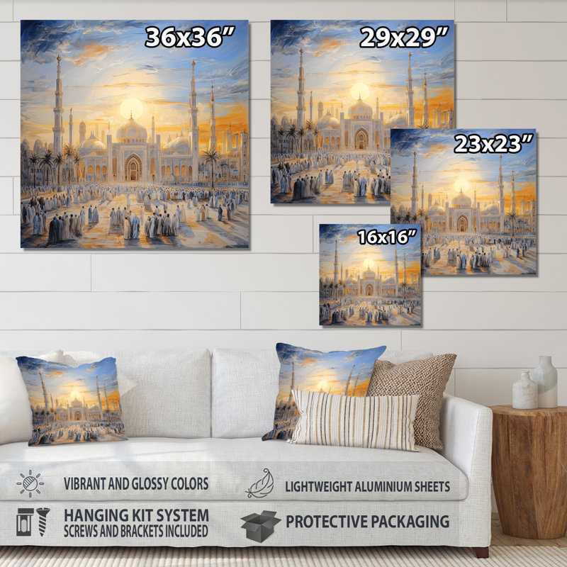 «Prayer Time Cairo égyptien I», art mural en métal, impression traditionnelle, H 16 po x l 16 po x P 0,84 po