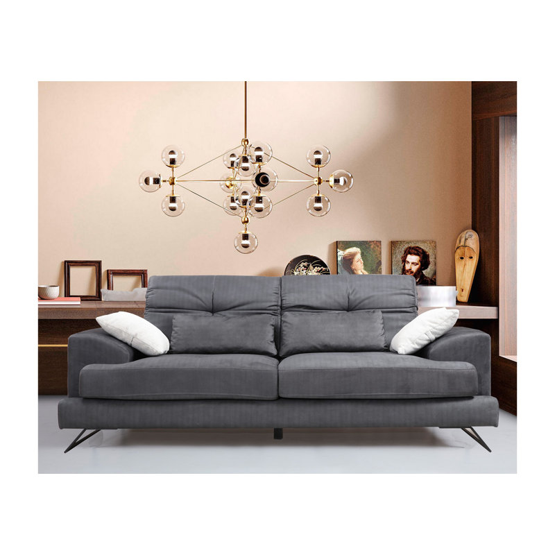 Stylish 2-Seat Sofa with Adjustable Backrest, Anthracite Fabric, 72.8 x 36.2 x 31.1 inches | Beech Wood & Chipboard Frame, 100% Polyester, Soft Foam Cushions | Modern Hotel & Industrial Design, Easy to Clean