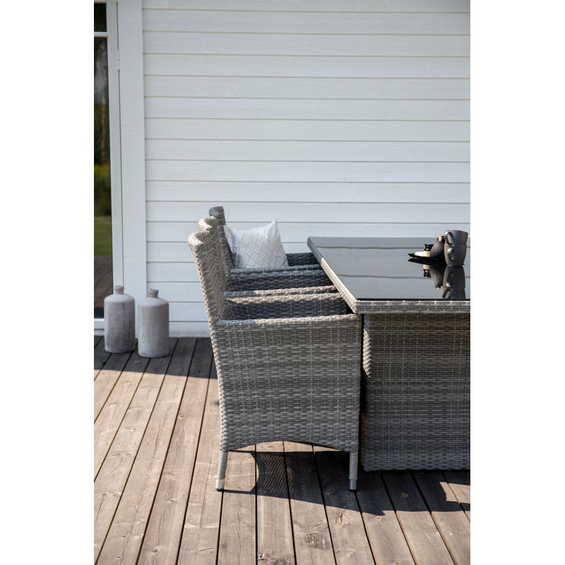 Newlin Patio Dining Armchair with Cushion, Grey