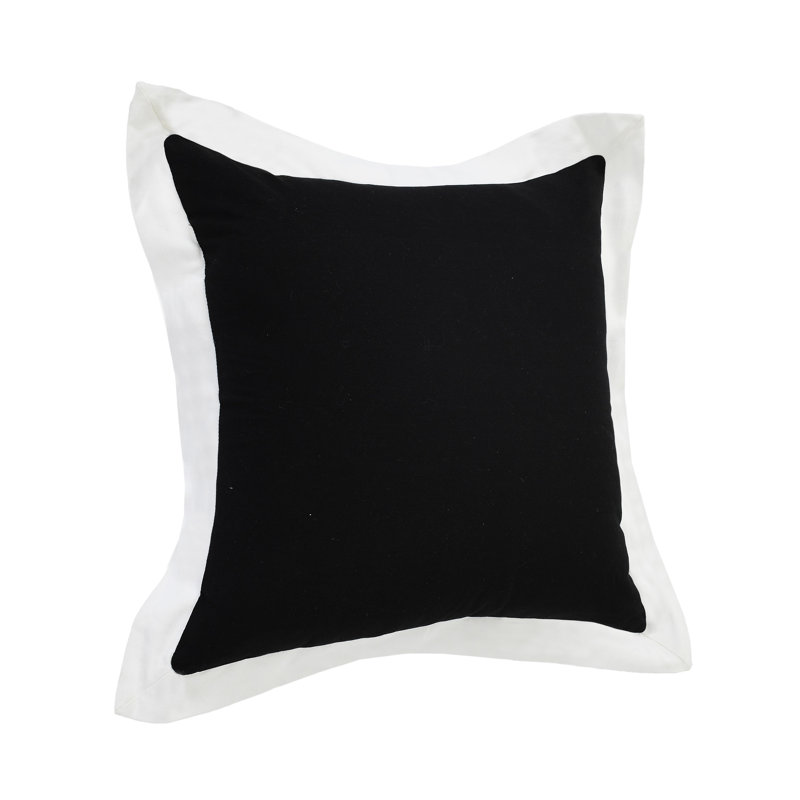  20" X 20" 100% Cotton Geometric Zippered Pillow, Black/White, Pillow Cover Only - No Insert