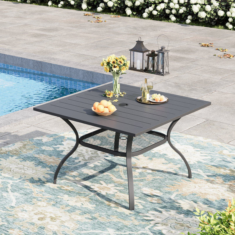 Square Outdoor Patio Dining Table, Gray
