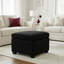 Repose-pieds carré avec rangement en chenille Jackson, noir-770155564