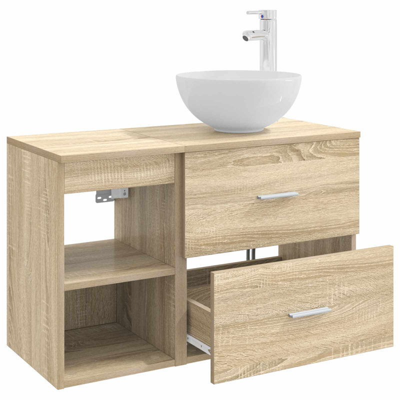 Vanity & Mirror Set, Sonoma Oak