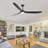 Black Solid Wood Ceiling Fan With Light-1699609421