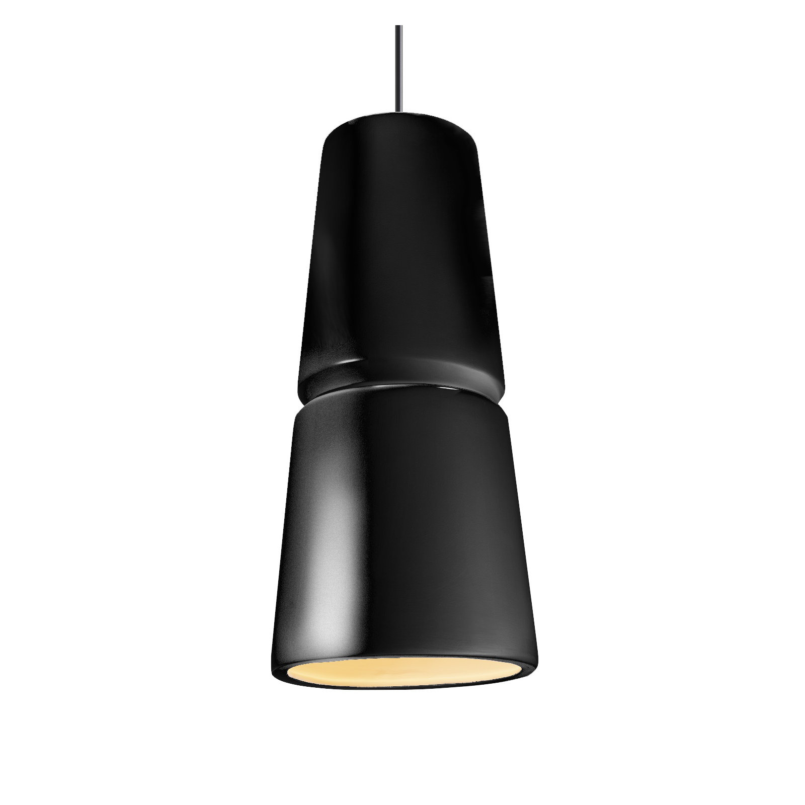 Logan 1 - Light Single Cone Pendant, Matte Black, Gloss Black, 13.5" H x 6" W x 6" D