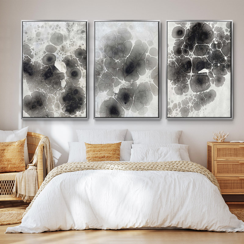 Marble X - ensemble de 3 reproductions sur toile, Argent, H 36 po x l 72 po