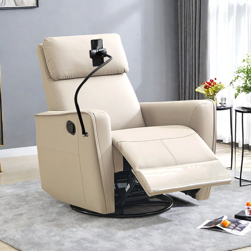 Fauteuil inclinable multifonctionnel de salon, Cuir gris beige assorti