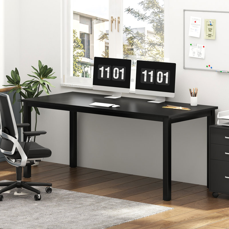 70.87" W Rectangle Computer Desk, Black, 29.53" H x 70.87" W x 31.5" D