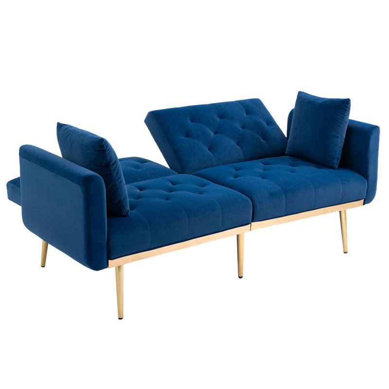 Canapé, canapé d'appoint, canapé avec pieds en métal, Polyester marine
