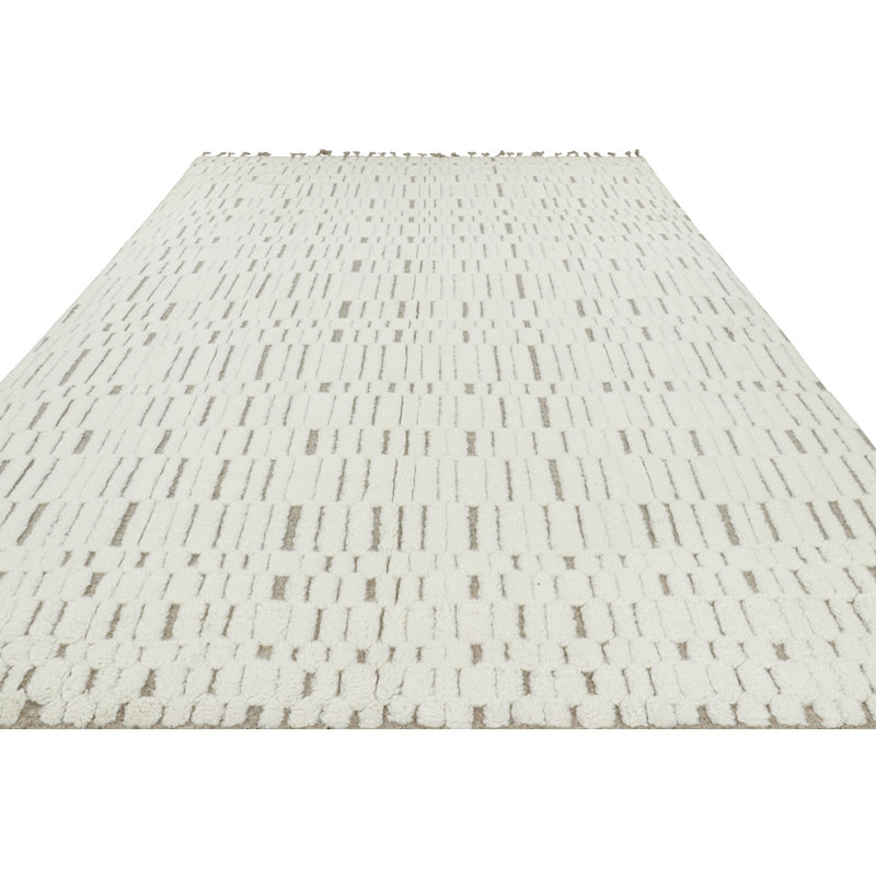 Hand Knotted Wool Geometric Area Rug, Rectangle 6' x 9'