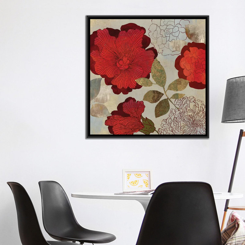 « rosa ii », impression sur toile, H 18 po x l 18 po x P 1,5 po, Toile avec cadre noir, Pas de tapis