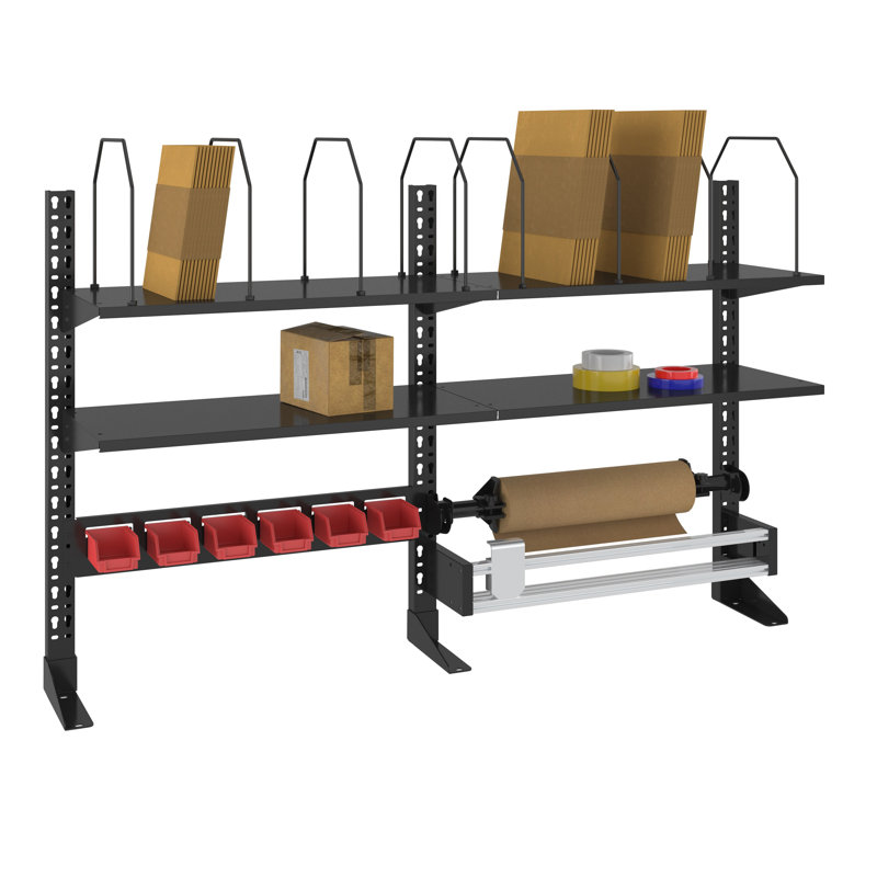 Modular 52 in. W Metal Workbench Tool Storage Kit with Paper Cutter and Shelves