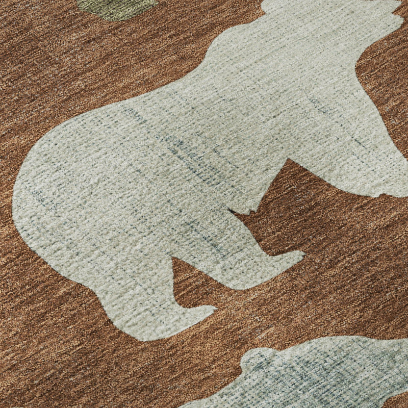Premium Machine Washable Mayfield AMF2338 Lodge Rug, Paprika, 10' x 14'