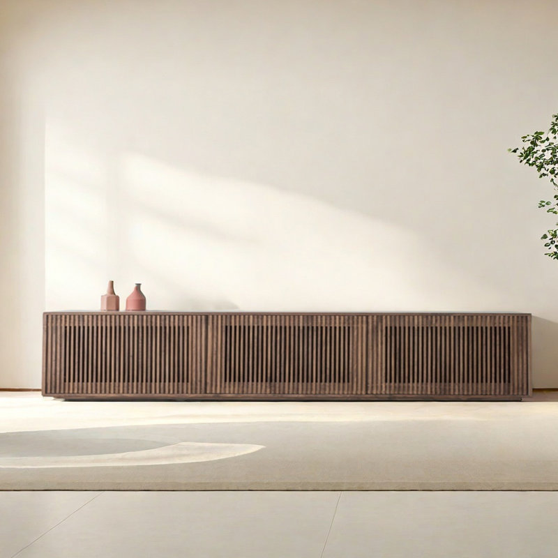 Meuble télé en bois de noyer noir durable, 86.61"