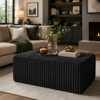 11.41" Boneless Foot Pedal Ottoman with Spring Pack Cushion and Corduroy Fabric