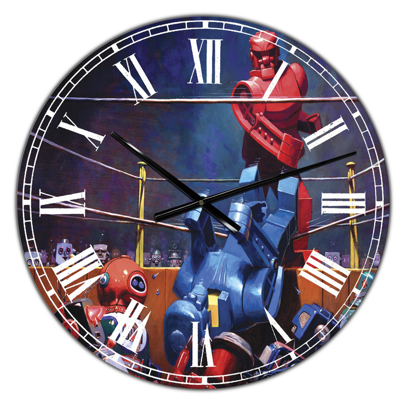 Robot Boxing - Horloge murale moderne surdimensionnée, Surdimensionné
