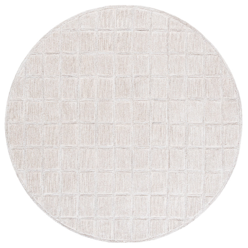 Genre Hand Woven Wool;Cotton Solid Color Rug, Round 6'
