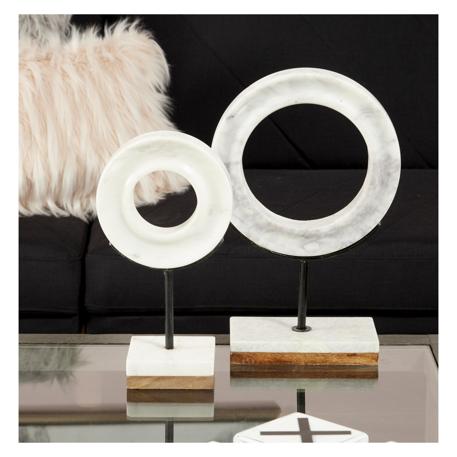 Marble Ring Sculpture, 11" H x 4" W x 6" D