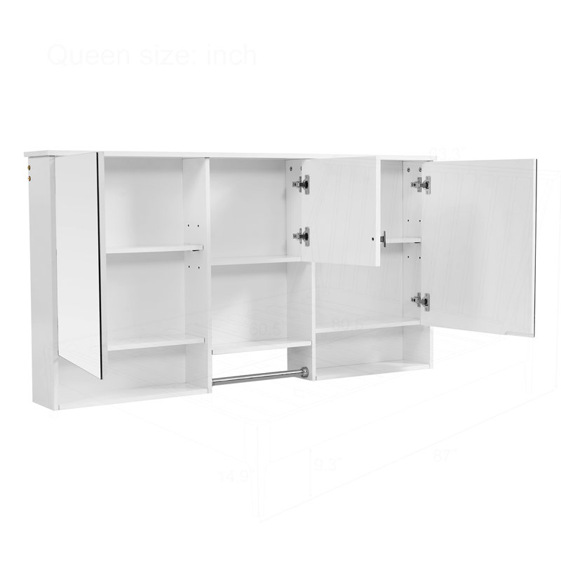 Armoire à miroir 55 po 3-en-1 murale avec tablette réglable