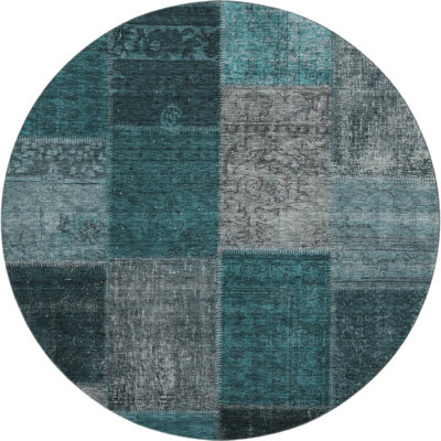 Premium Machine Washable Prisco Teal Rug