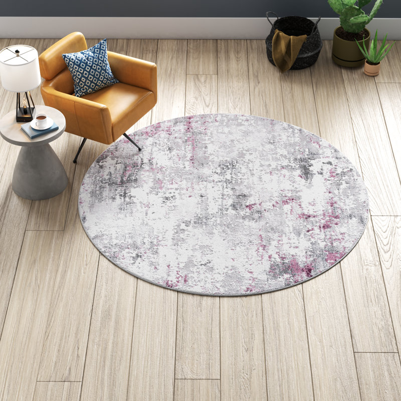 Nevels Vogue 152 Area Rug In Purple / Gray, Round 6'7"