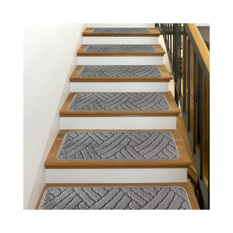  Carpet Stair Treads for Wooden Steps - 7-Pack, Gris
