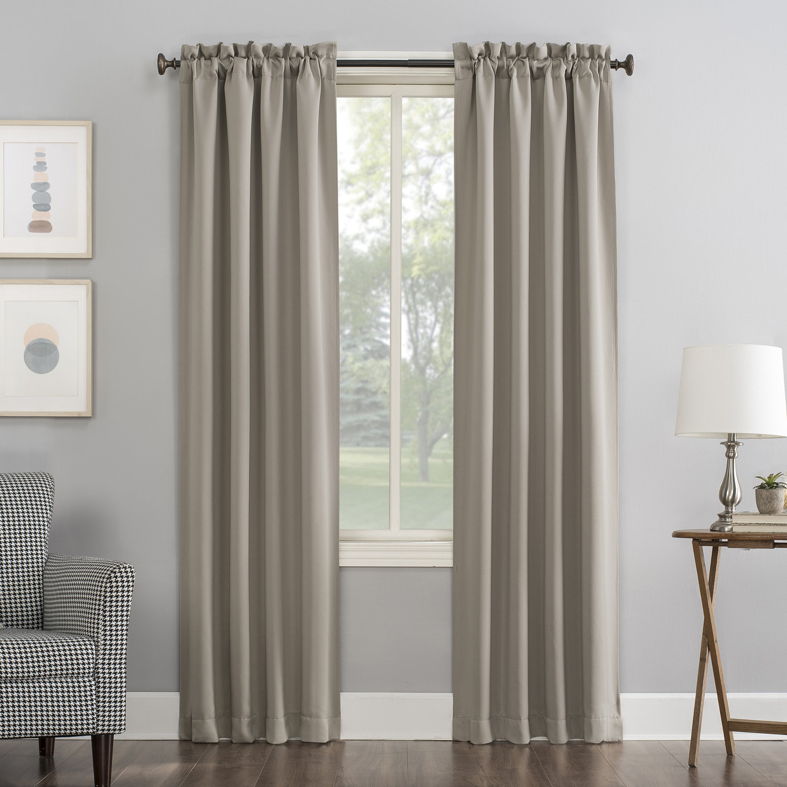  Thermal Blackout Rod Pocket Curtain Panel, 40" W x 95" L, Stone