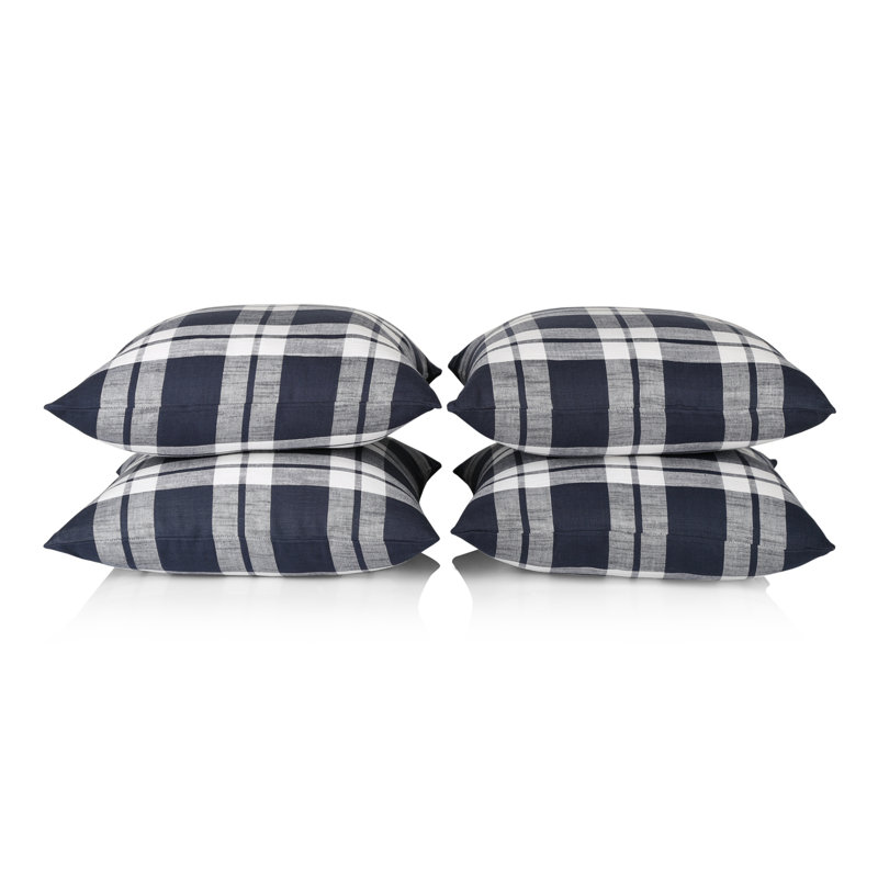 Lowry Plaid Square Cushion Cover, Navy