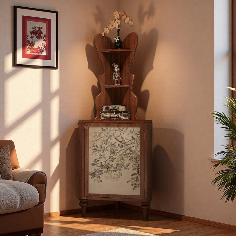 Armoire de coin multifonctionnelle à motif artistique