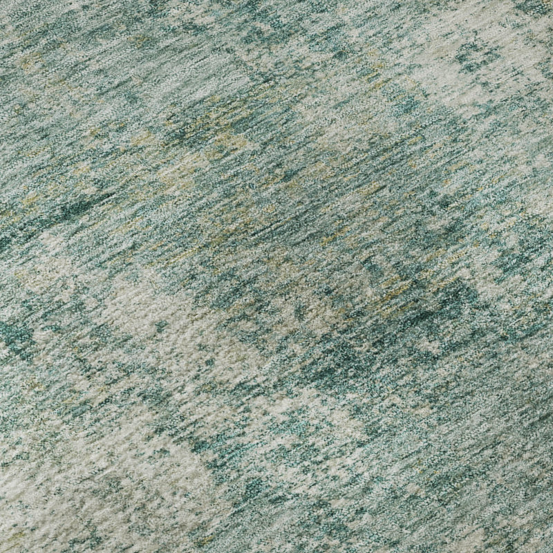 Premium Machine Washable Mayfield AMF2061 Abstract Rug, Teal, 9' x 12'