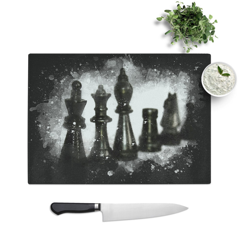 Chess Pieces Vol.1 Paint Splash Chopping Board, 0.4cm H x 20cm W x 28.5cm L